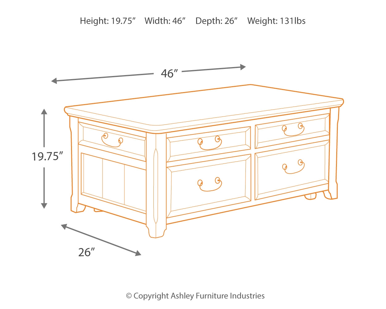 Ashley Furniture Woodboro Coffee Table with Lift Top Rent to Own